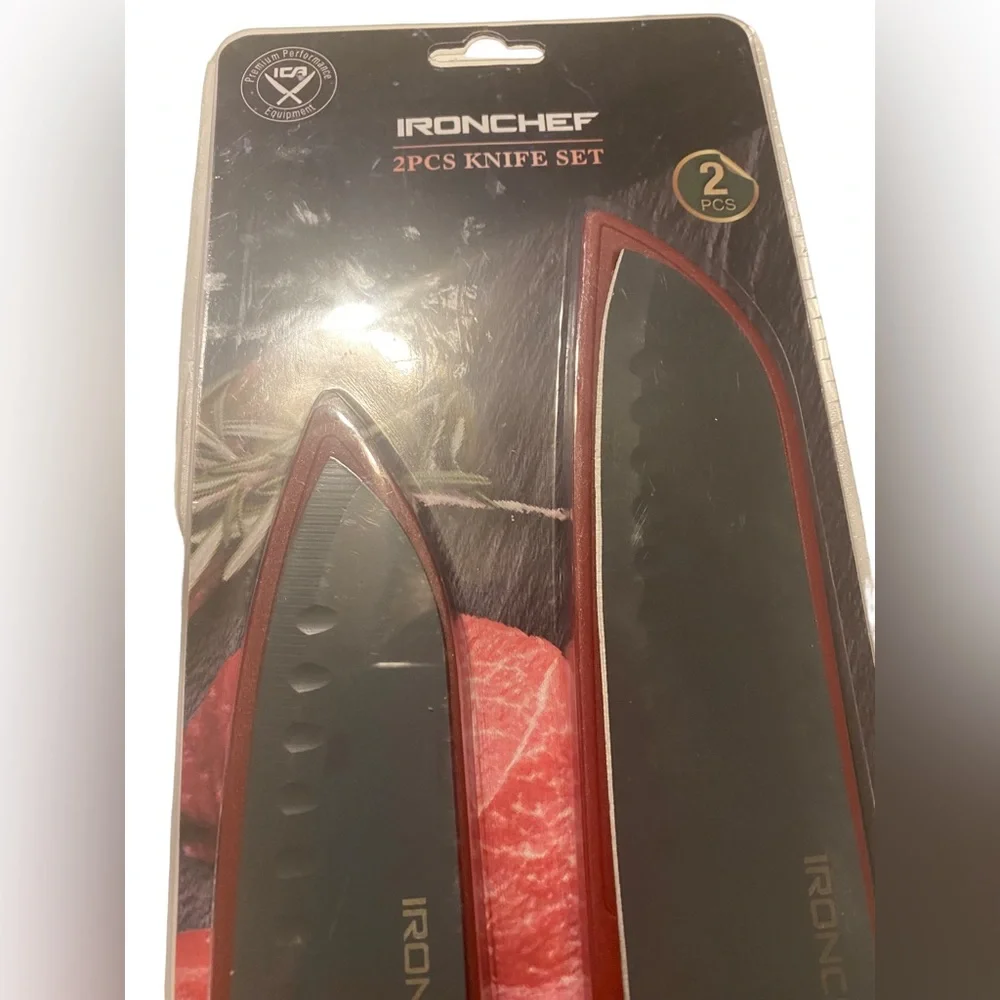 Ironchef Kitchen Knife Set 2 Piece Santoku With Sheath NEW
